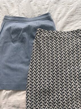 Banana Republic Light Blue Knit Skirt & Navy Ivory Patterned Mini